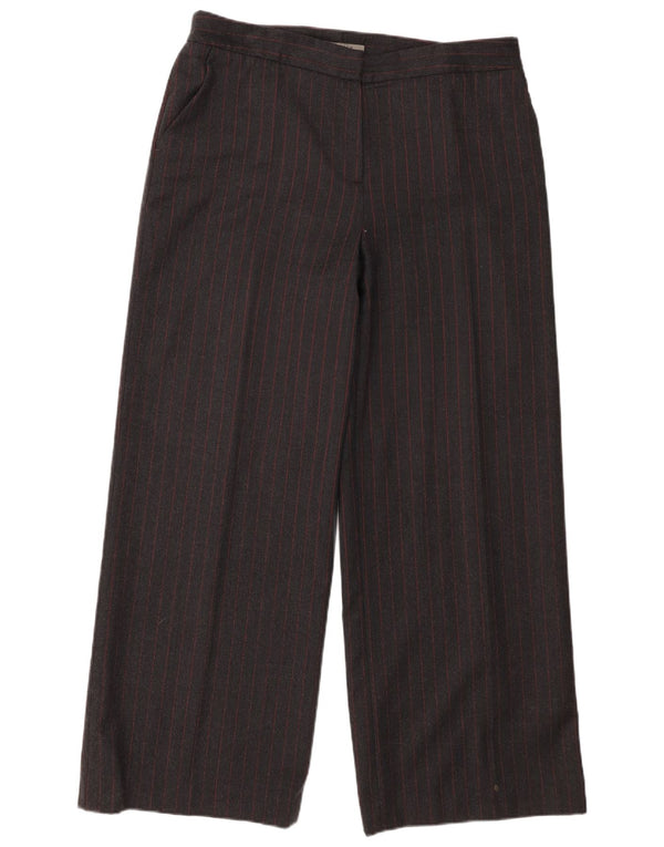 Jaeger Pantalones casuales de pierna ancha para mujer UK 40 Large W36 L29 Gris a rayas