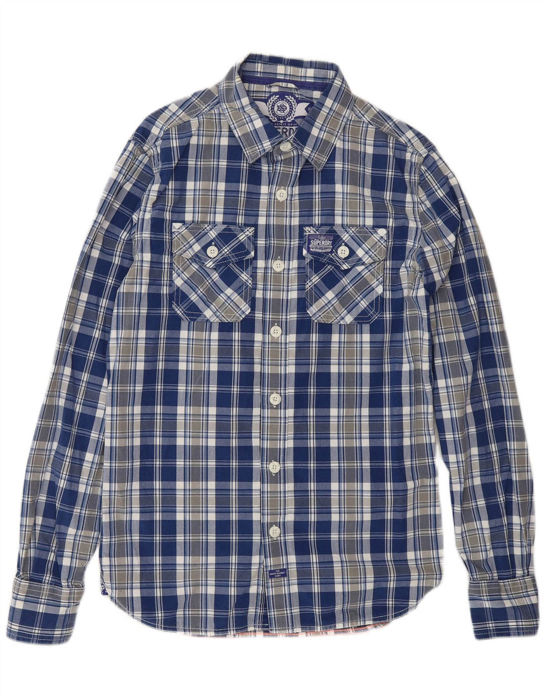 SUPERDRY Camisa Hombre Small Blue Check Cotton