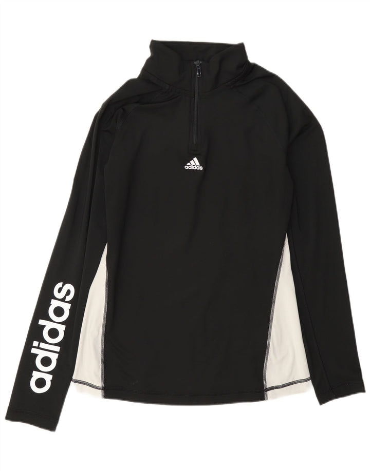 Adidas Mujer Gráfico Jersey Chándal Top UK 12/14 Mediano Negro