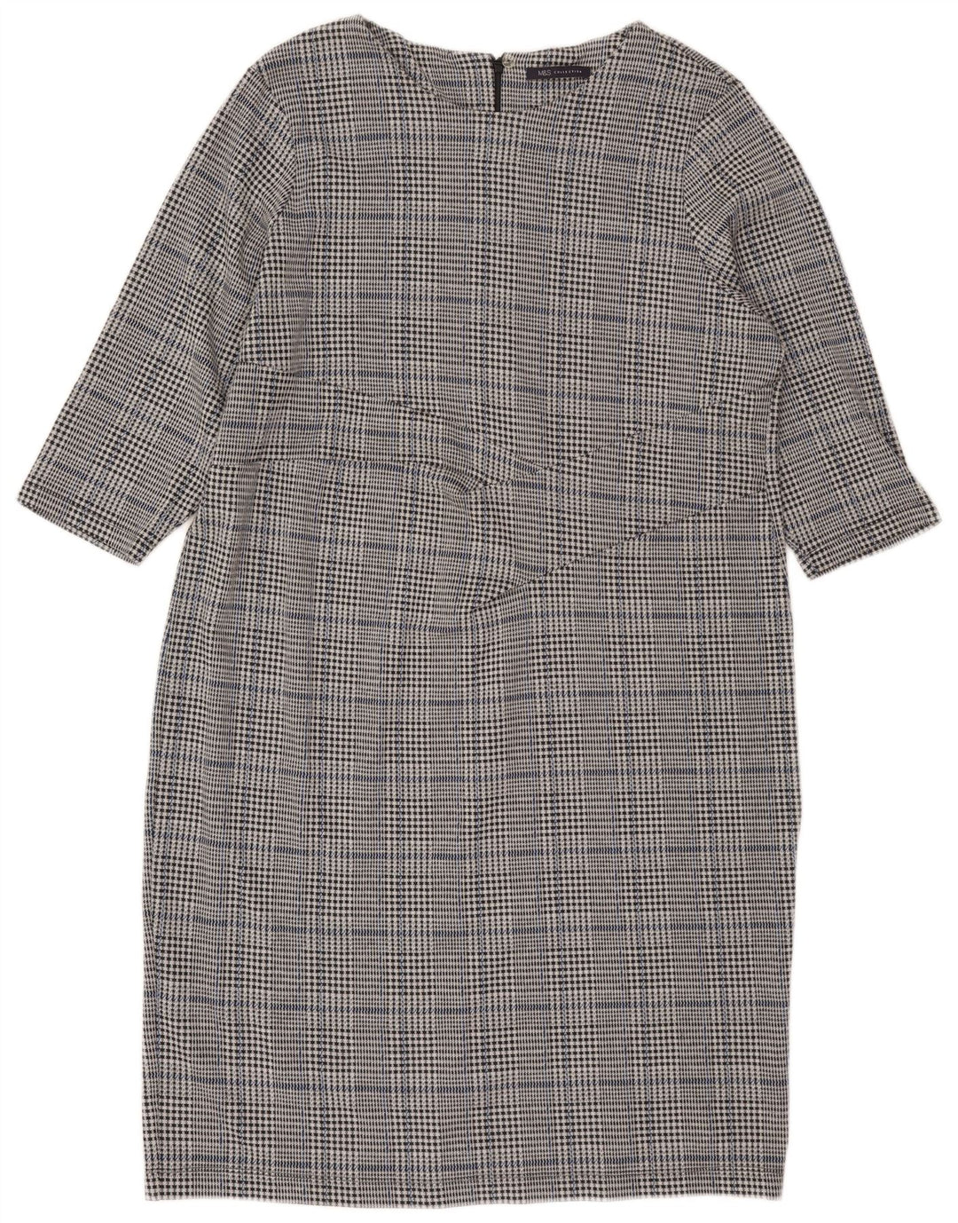Marks & Spencer Vestido recto de manga 3/4 para mujer UK 22 3XL Cuadros grises