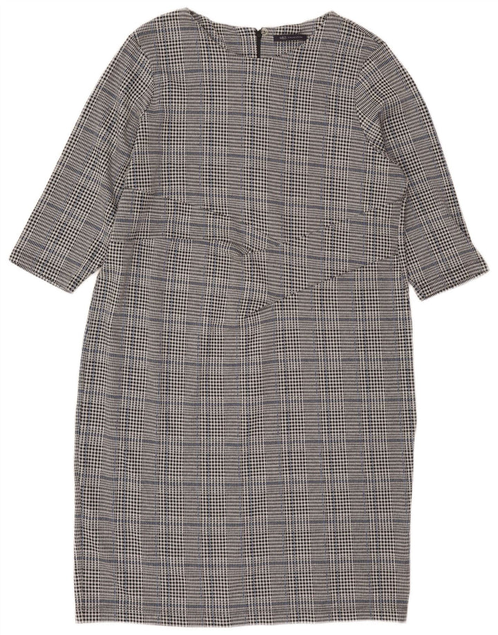 Marks & Spencer Vestido recto de manga 3/4 para mujer UK 22 3XL Cuadros grises