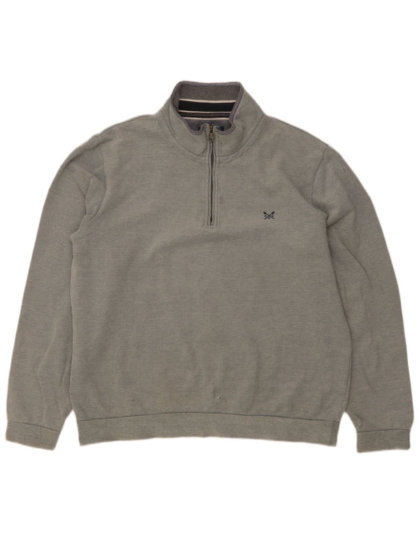Crew Clothing - Sudadera con cuello y cremallera para hombre, talla grande, algodón gris