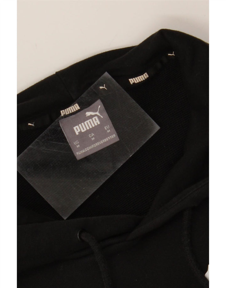 PUMA Mens Graphic Hoodie Jumper Medium Black Cotton Vintage Puma and Second-Hand Puma from Messina Hembry 