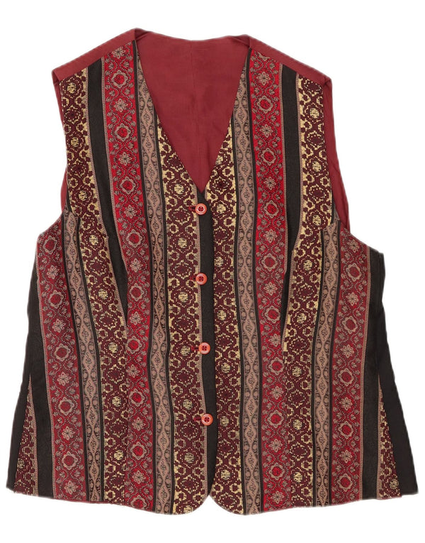 Vintage mujer chaleco Reino Unido 16 grande Borgoña Paisley