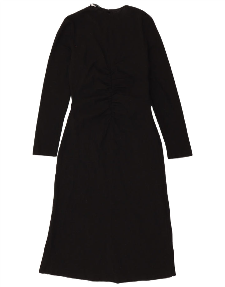 ZARA Vestido largo de manga larga para mujer UK 40 Mediano Lana negra