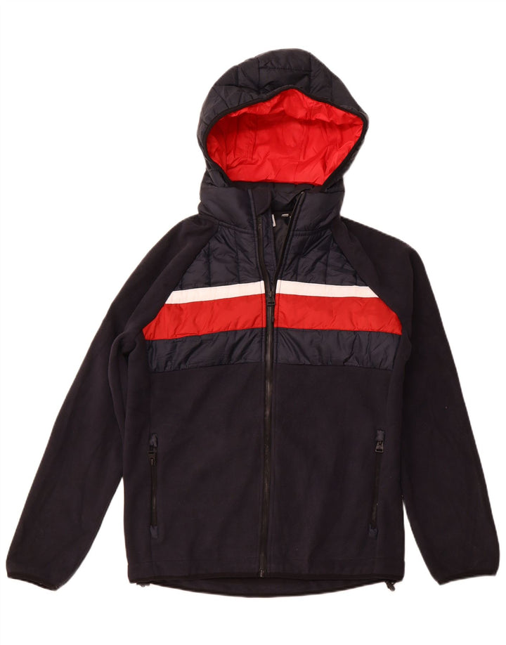 SUPERDRY Chaqueta bomber con capucha para hombre UK 38 Medium Azul marino Colorblock