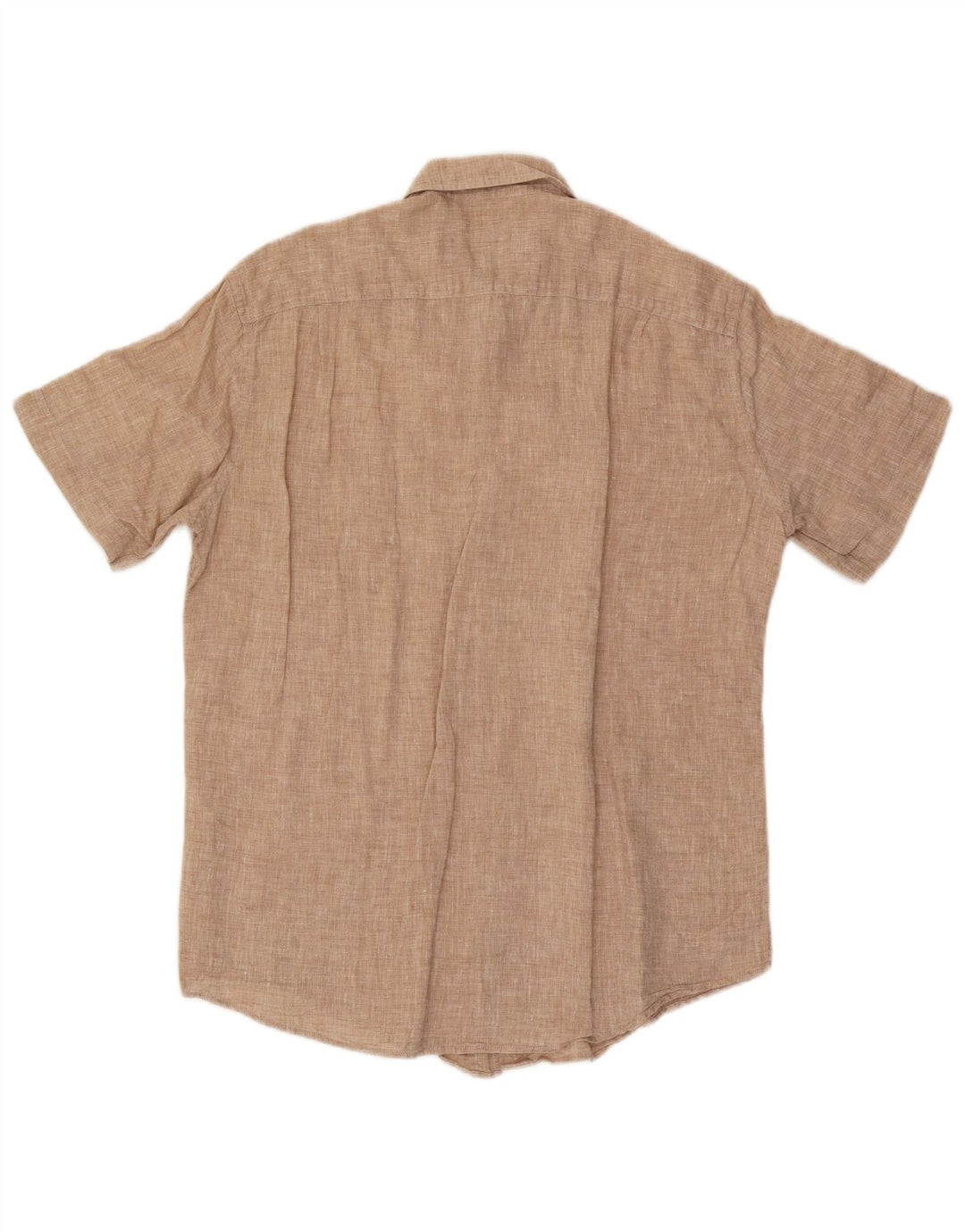 Benetton Hombre Camisa Manga Corta Large Lino Beige