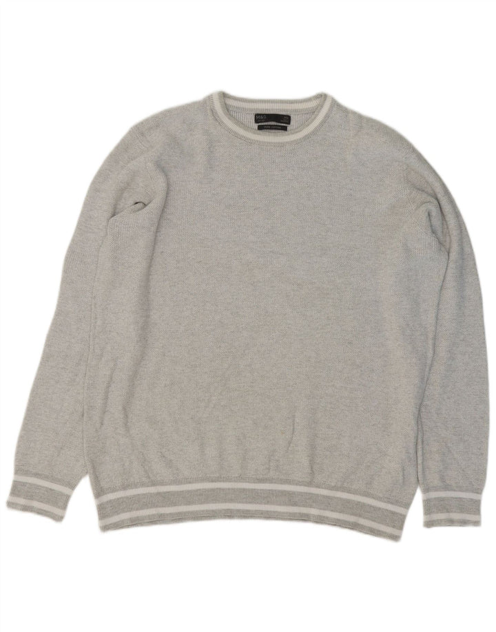 Marks & Spencer - Jersey de cuello redondo para hombre, talla 2XL, algodón gris