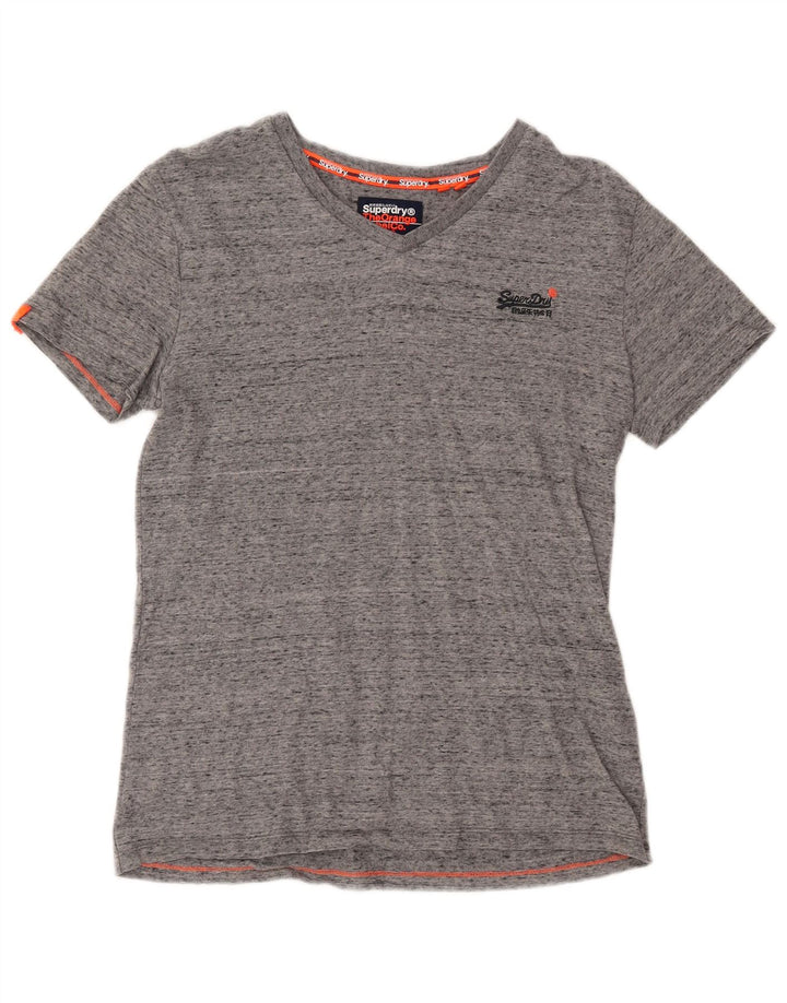SUPERDRY Camiseta para hombre Top Small de algodón moteado gris