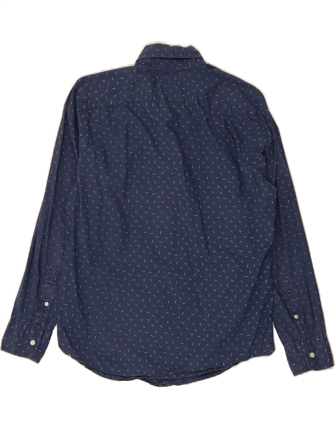 J. CREW Mens Shirt Medium Navy Blue Spotted Cotton Vintage J. Crew and Second-Hand J. Crew from Messina Hembry 