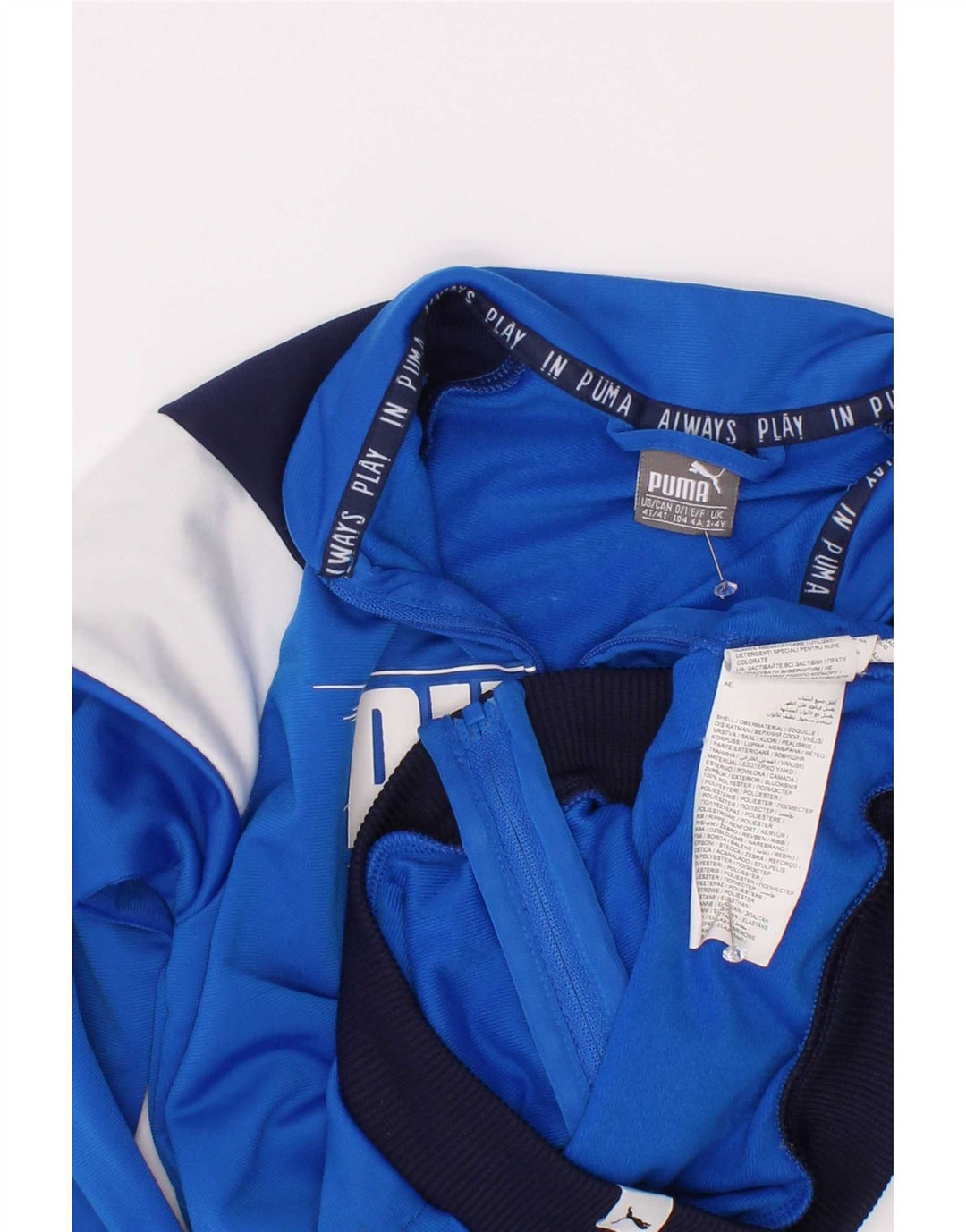 Puma Chaqueta de chándal gráfica para niños 3-4 años Poliéster con bloques de color azul