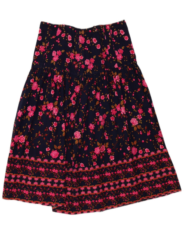 Vintage mujer plisada falda acampanada W32 grande azul marino floral