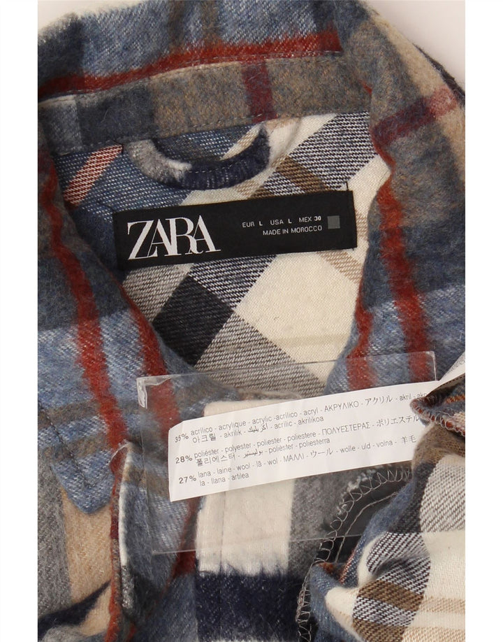 ZARA Camisa Sobrecamisa De Franela Mujer UK 46 Large Cuadros Multicolor