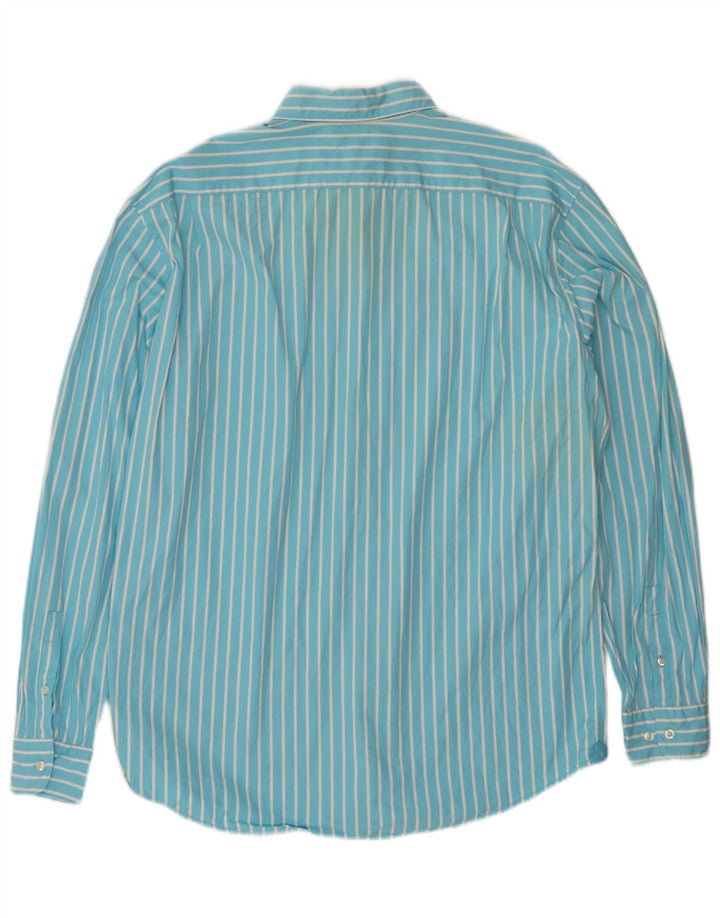 LACOSTE Camisa de corte regular para hombre Talla 42 Algodón de rayas azules grande