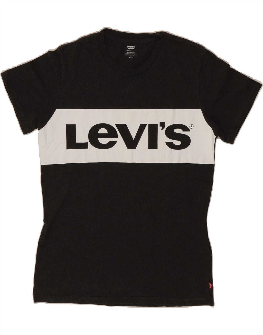 LEVI'S Mens Graphic T-Shirt Top Small Grey Colourblock Cotton Vintage Levi's and Second-Hand Levi's from Messina Hembry 