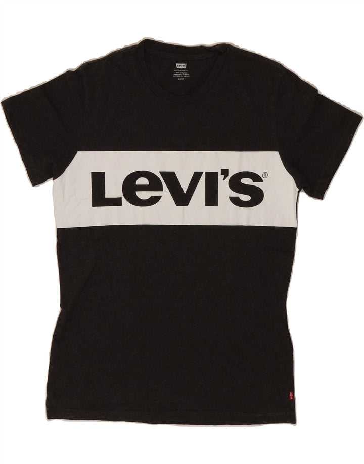 LEVI'S Mens Graphic T-Shirt Top Small Grey Colourblock Cotton Vintage Levi's and Second-Hand Levi's from Messina Hembry 