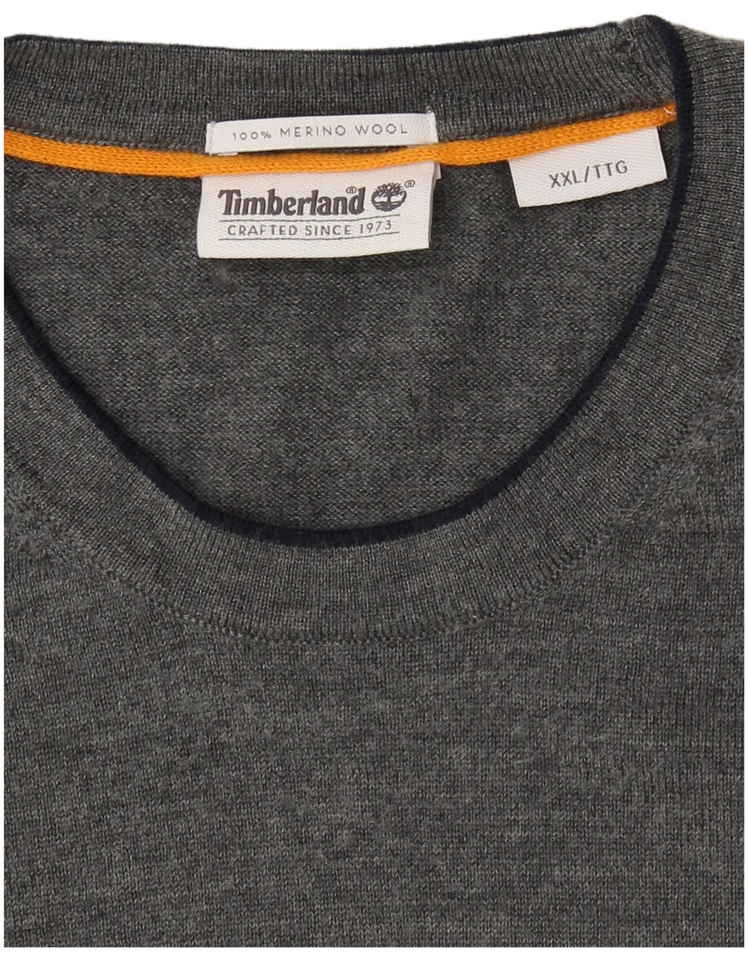 TIMBERLAND Jersey de cuello redondo para hombre, talla 2XL, lana merino gris