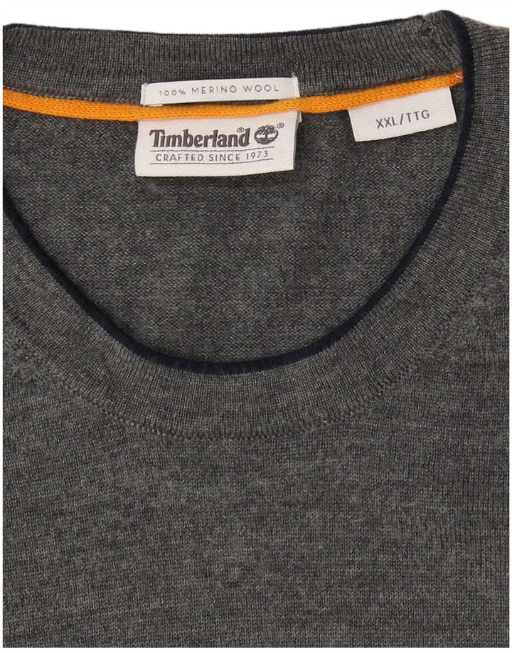 TIMBERLAND Jersey de cuello redondo para hombre, talla 2XL, lana merino gris