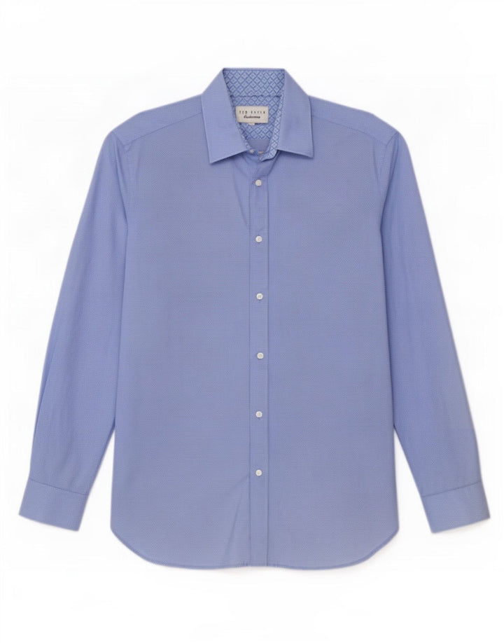 Ted Baker Camisa para hombre Talla 16 Algodón con manchas azules grandes