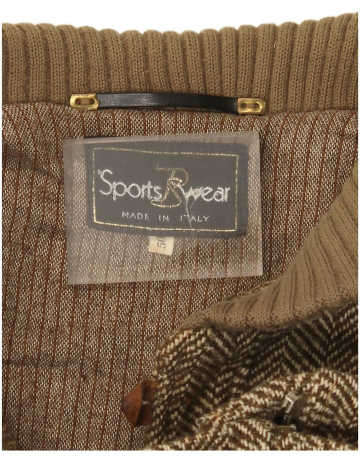Radici Chaqueta bomber de punto para hombre IT 50 Large Khaki Herringbone