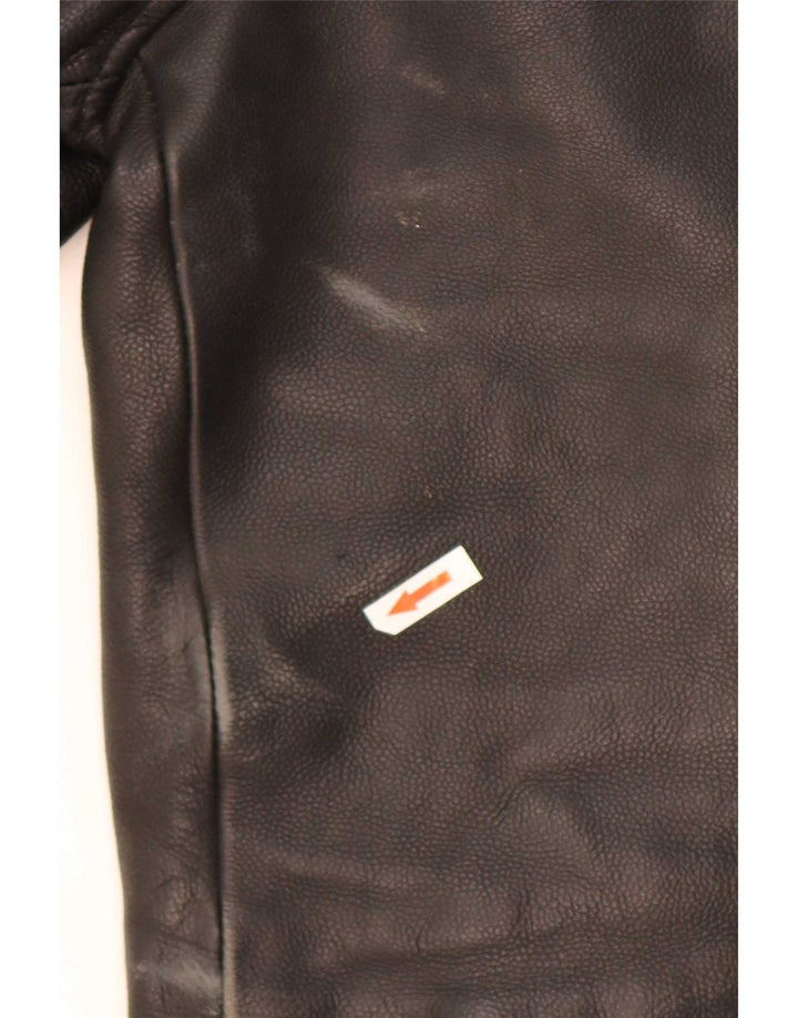 Vintage hombres cuero biker chaqueta Reino Unido 36 pequeño negro