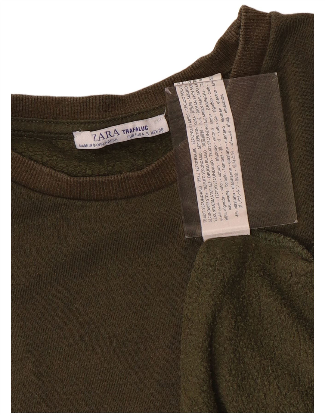 Zara Mujer Oversize Sudadera Jumper UK 10 Small Caqui Algodón