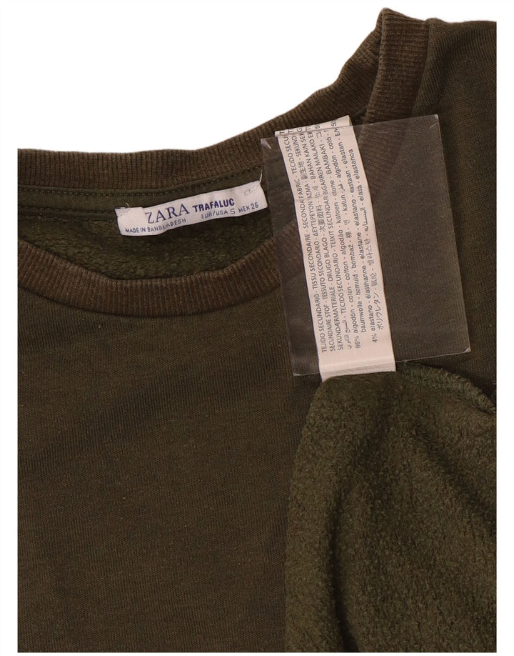 Zara Mujer Oversize Sudadera Jumper UK 10 Small Caqui Algodón