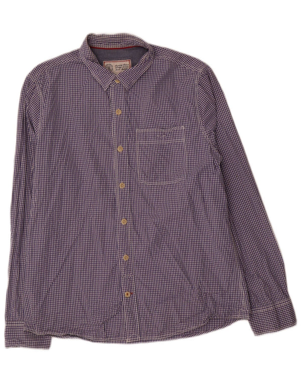 Camisa de hombre Fat Face de algodón a cuadros azul grande