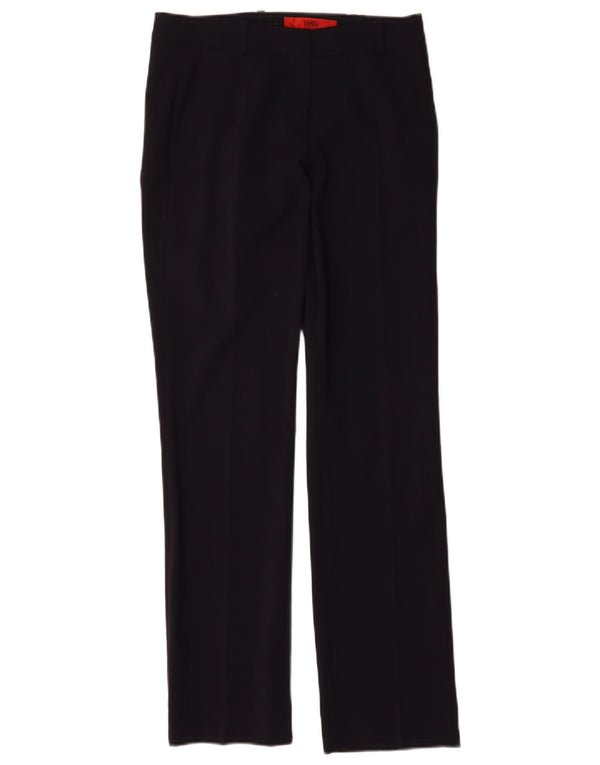 Hugo Boss Pantalón de traje recto para mujer UK 6 XS W28 L30 Lana azul marino