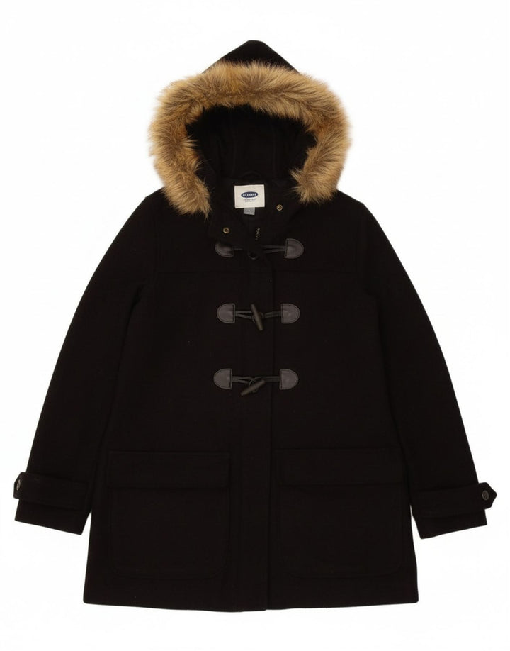 OLD NAVY Womens Hooded Duffle Coat UK 14 Medium Brown Wool