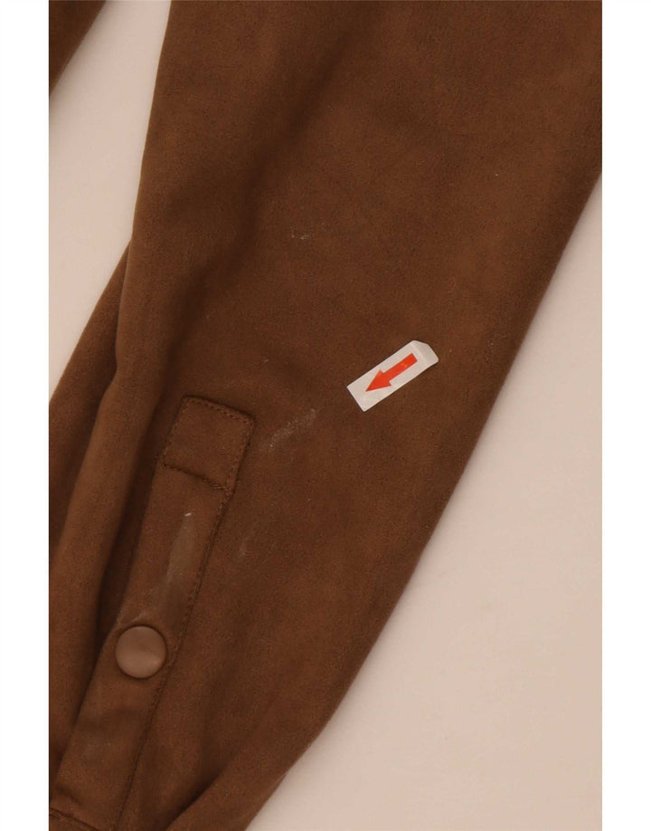 Zara Hombre Camisa Leñador Con Capucha Marrón Medio Poliéster