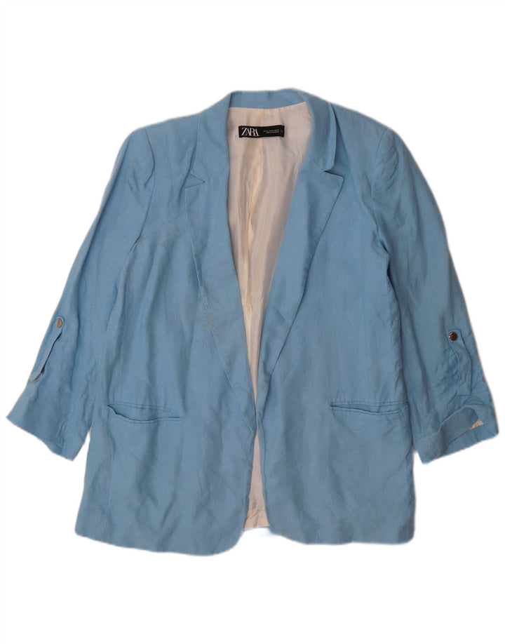 Zara Mujer Chaqueta Americana Abierta UK 40 XL Azul