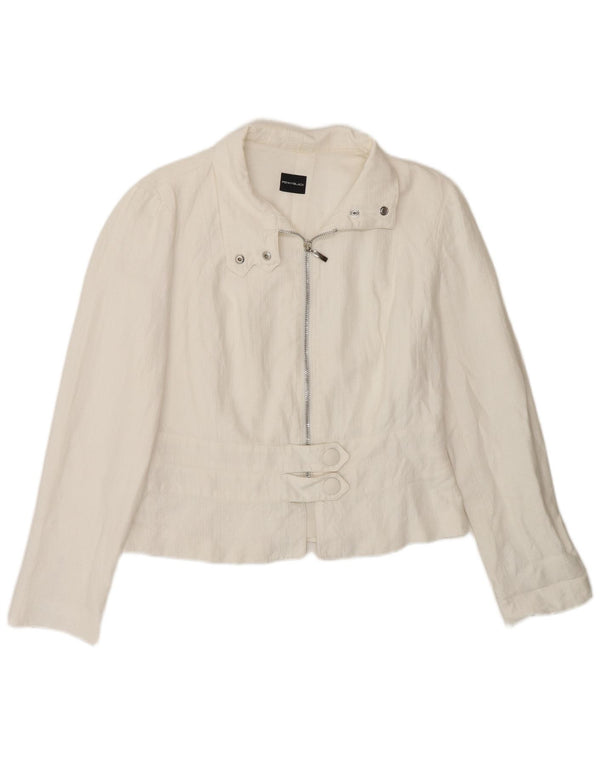 Penny Black - Chaqueta tipo blazer con cremallera completa para mujer, talla 40, talla mediana, color blanco