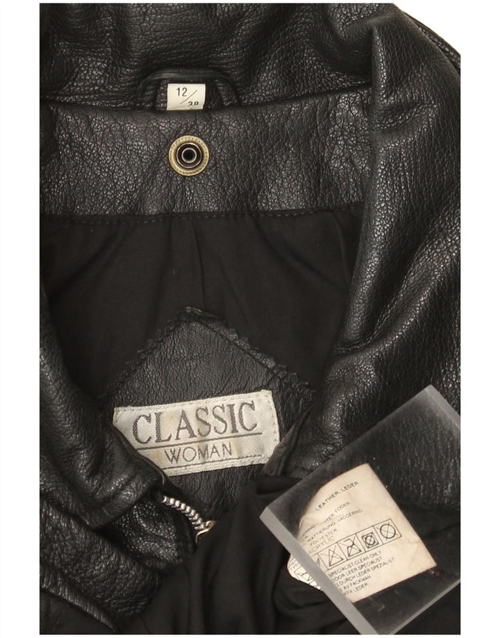 CLASSIC Chaqueta de cuero para mujer UK 12 Medium Black Leather