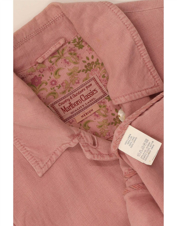 Chaqueta tipo blazer de 5 botones Marlboro Classics para mujer UK 42 Lino rosa medio