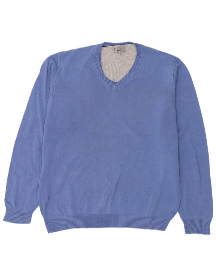 Marks & Spencer Jersey Regular Fit con Cuello en V para Hombre Algodón Azul Grande