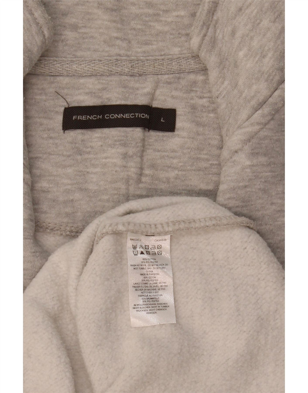 French Connection Sudadera con cuello con cremallera para hombre, jersey grande de algodón moteado en gris
