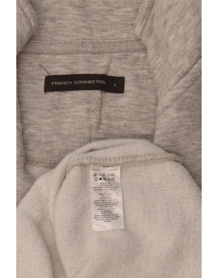 French Connection Sudadera con cuello con cremallera para hombre, jersey grande de algodón moteado en gris
