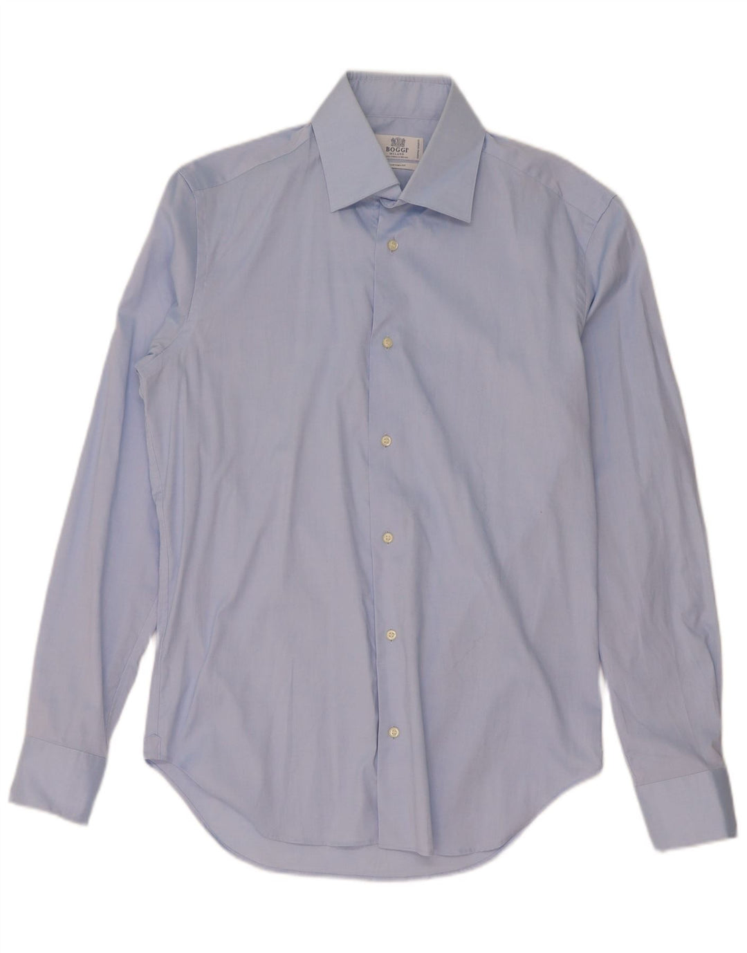 Boggi Camisa Custom Fit Hombre Talla 39 Algodón Azul Medio