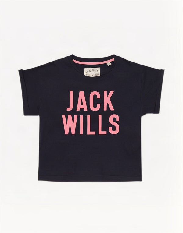 Jack Wills Camiseta gráfica para mujer Top UK 6 XS Azul marino Algodón