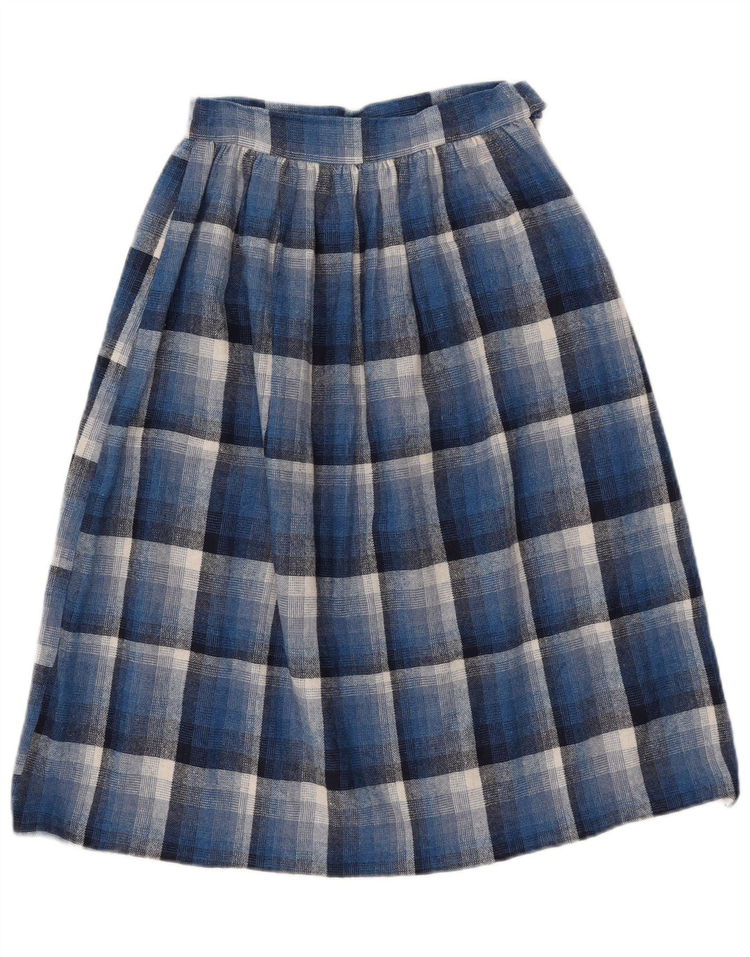 Falda plisada vintage para mujer W26 pequeño cheque azul