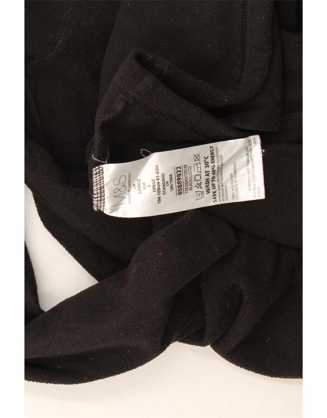 Marks & Spencer Chaqueta polar para hombre UK 40 Large Poliéster negro