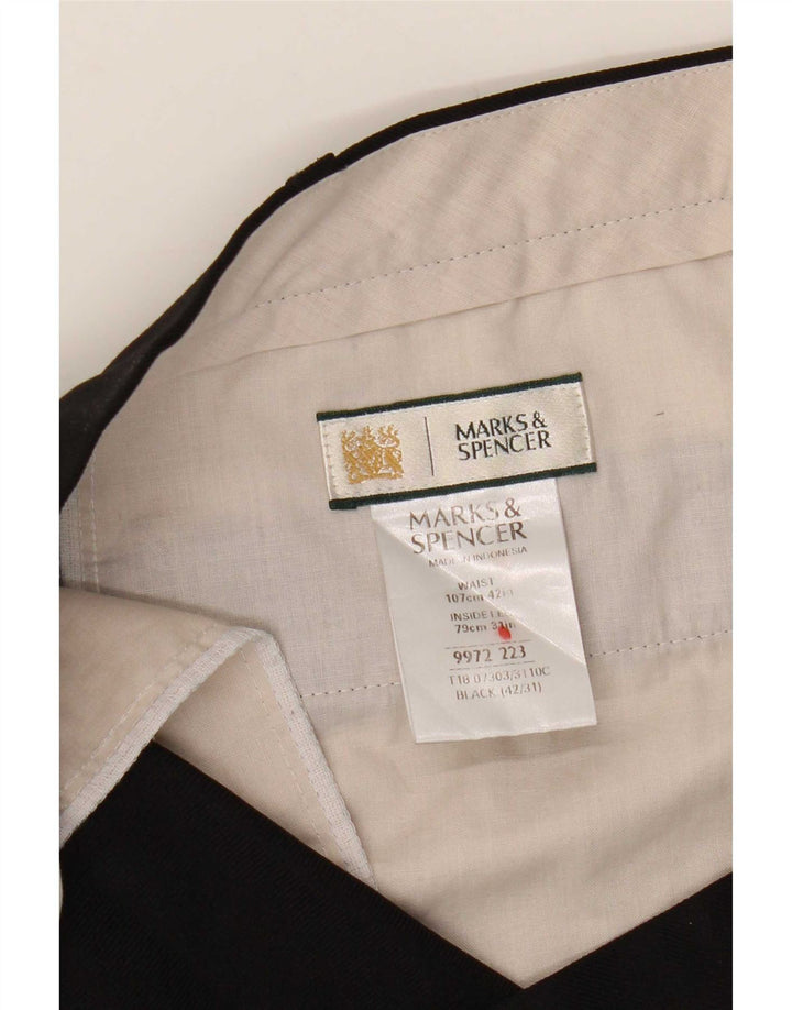 Marks & Spencer Pantalón de traje recto para hombre W42 L31 Poliéster negro