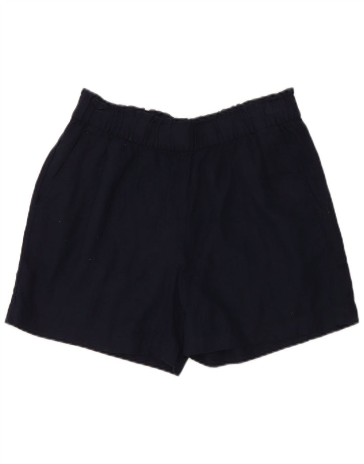 Marks & Spencer Pantalones cortos casuales para mujer UK 12 Medium W32 Azul marino Lino