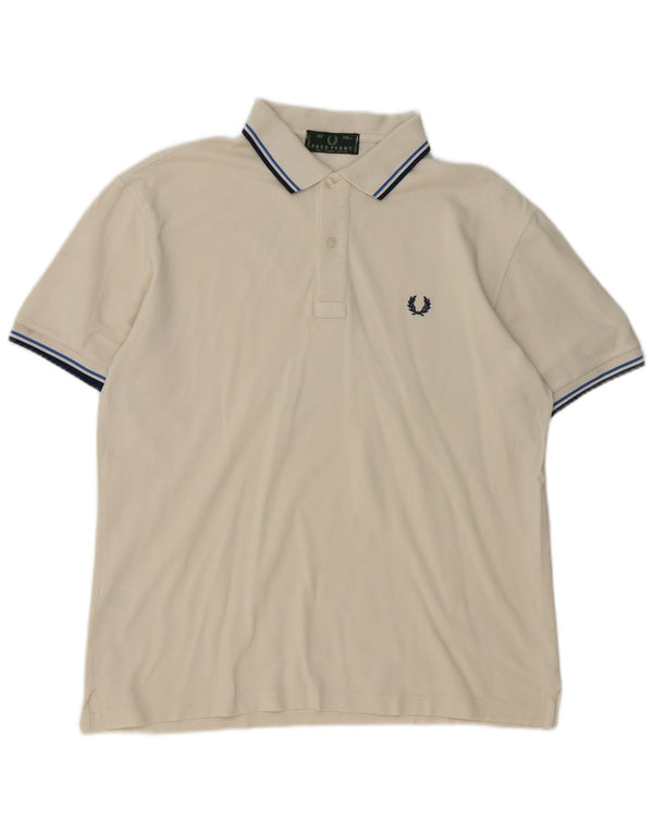 Fred Perry Polo De Hombre De Algodón A Rayas Blanco Medio