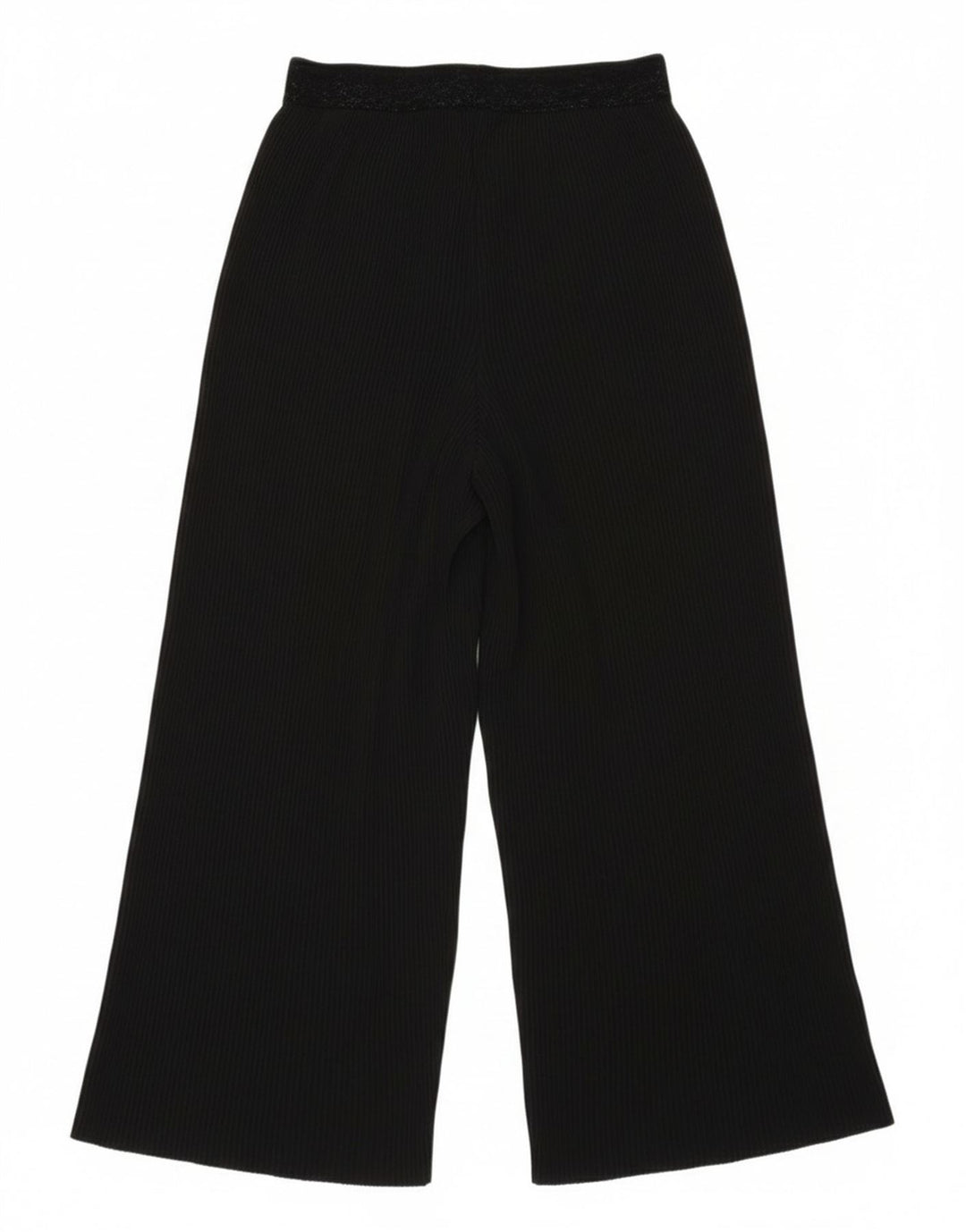 Zara Mujer Pantalón Casual Plisado Acampanado Pequeño W27 L23 Poliéster Negro