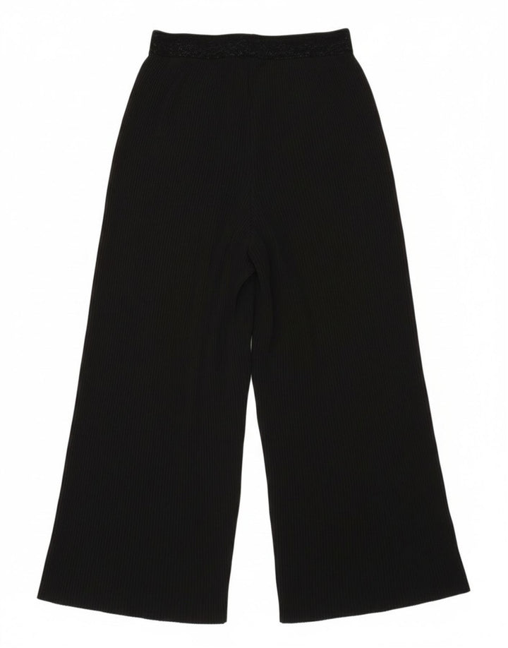 Zara Mujer Pantalón Casual Plisado Acampanado Pequeño W27 L23 Poliéster Negro