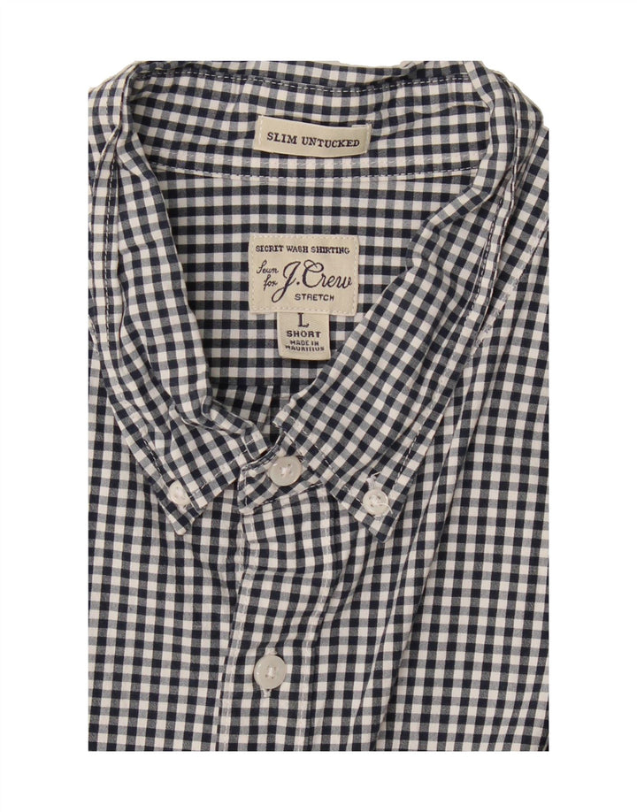 J. CREW Mens Stretch Shirt Large Black Gingham Cotton Vintage J. Crew and Second-Hand J. Crew from Messina Hembry 