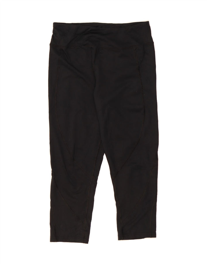 CHAMPION Womens Capri Leggings UK 14 Large  Black Polyester Vintage Champion and Second-Hand Champion from Messina Hembry 