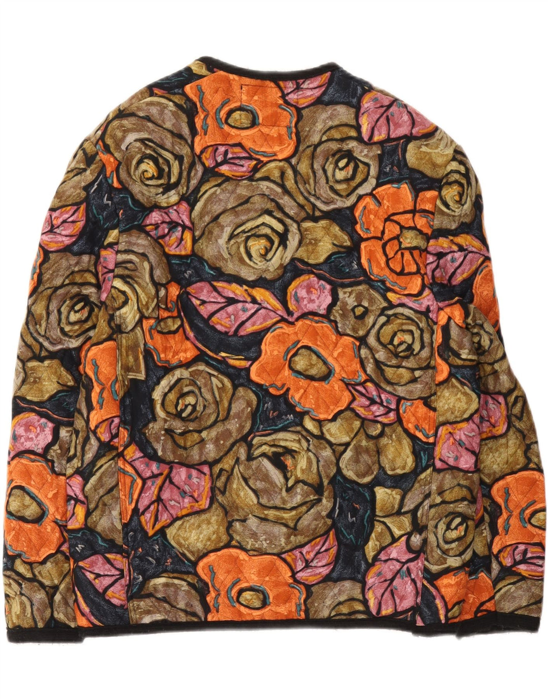 Vintage mujer chaqueta acolchada Reino Unido 14 medio multicolor floral viscosa